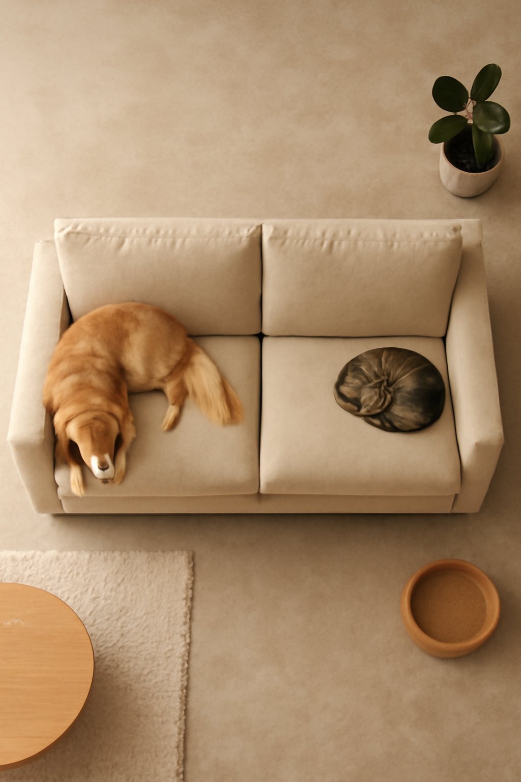 beige Mikrofaser Sofa 3 Sitzer
