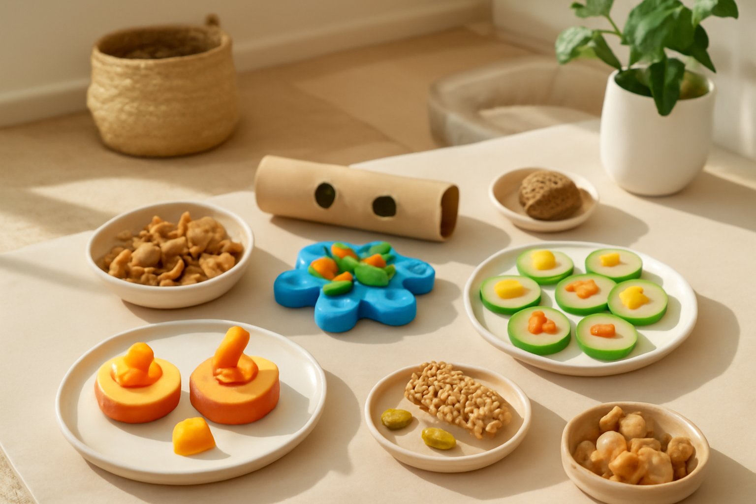 Kreative Snacks und Futterspiele