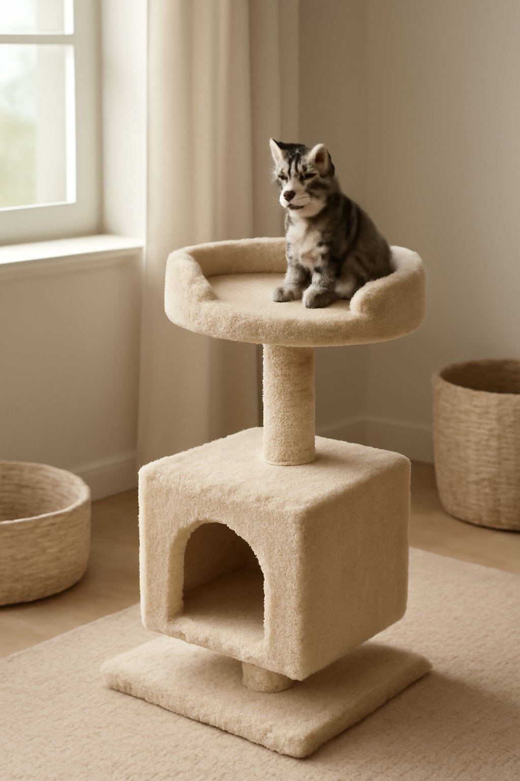 Niedriger Kratzbaum für kleine Katzen