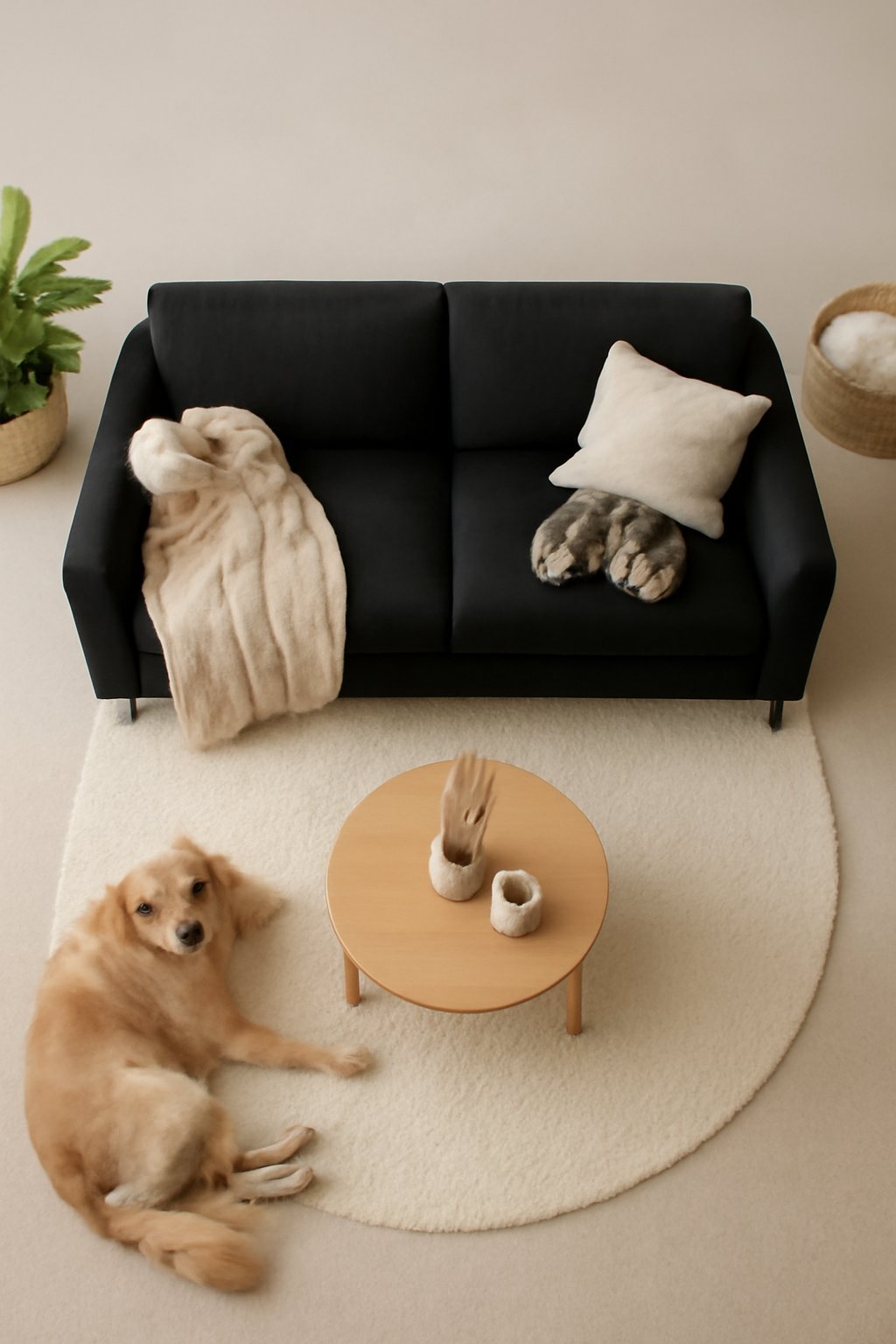 Wollteppich in Beige