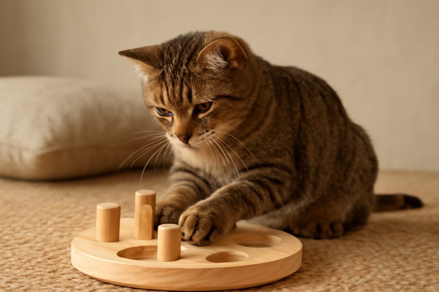 Katze drinnen beschäftigen Schlechtes Wetter