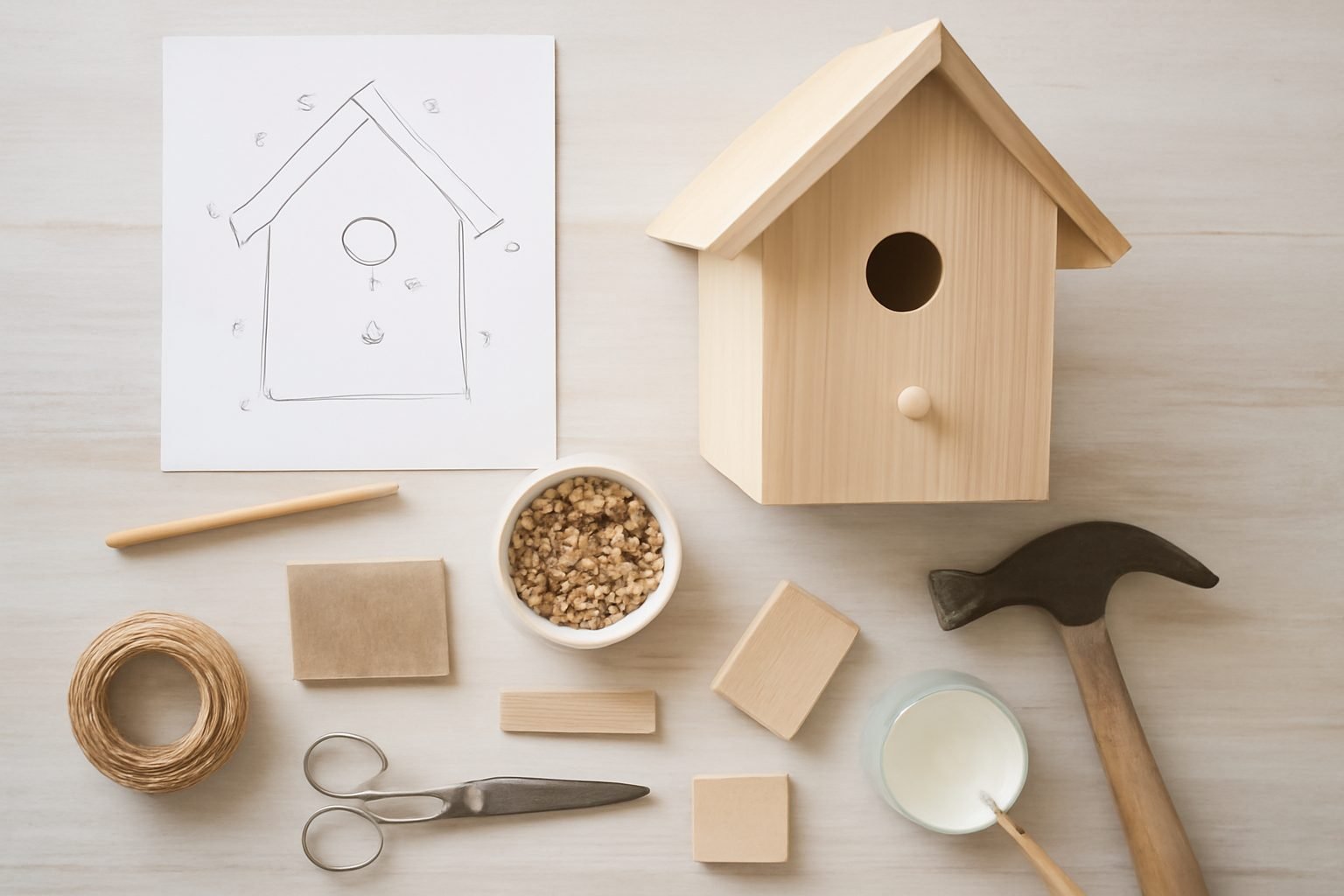 Vogelfutterhaus selber bauen Anleitung in 7 Schritten